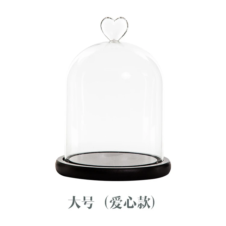 Enchanted Decorative Preserved Roses Glass Dome With Wood Base And Led Light