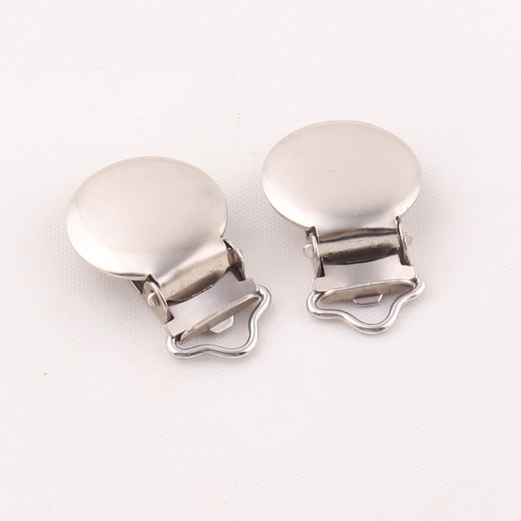 factory supply round shape metal suspender pacifier clip for garment accessories
