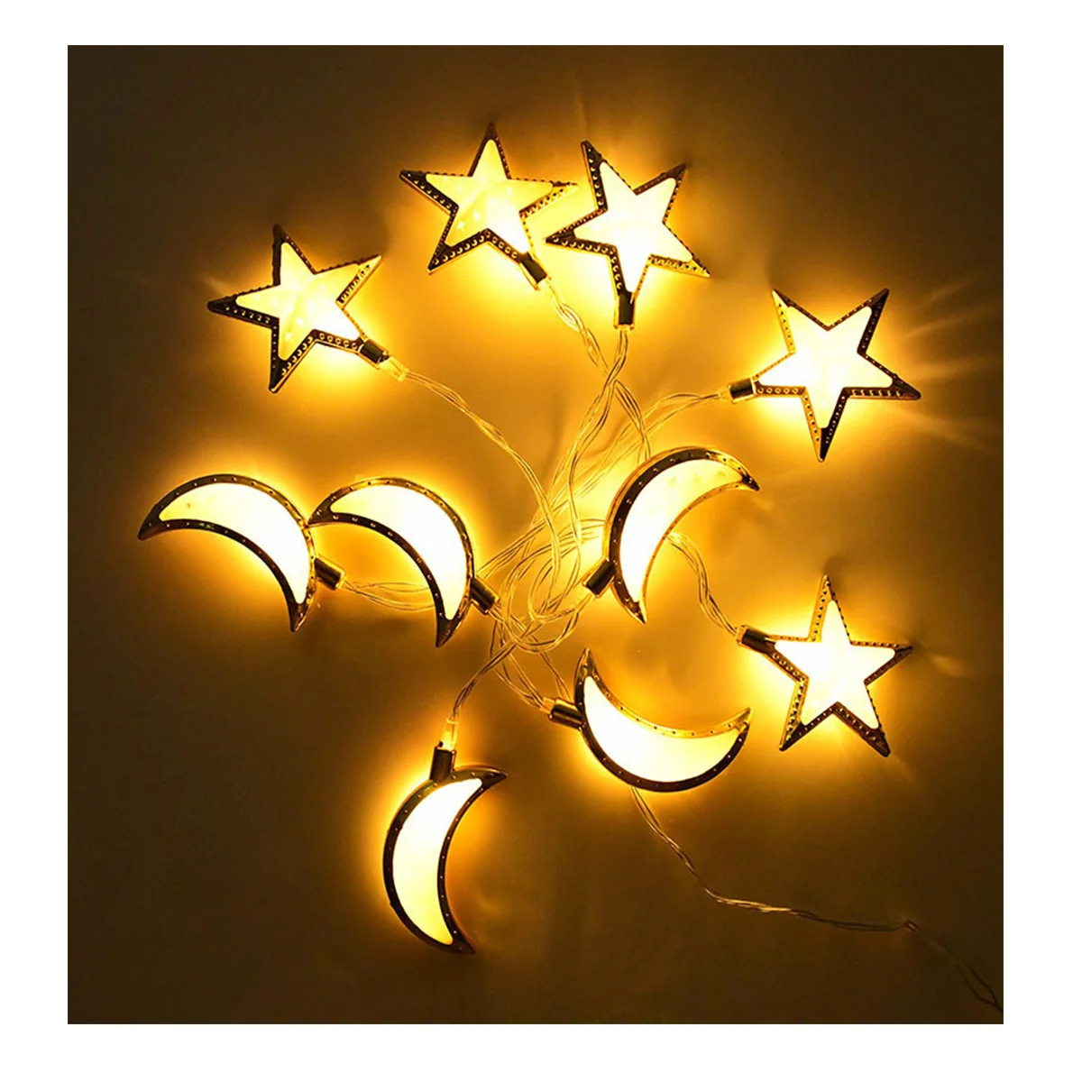 Украшение Рамадан Мусульманский Исламский ИД Мубарак кареем Луна Звезда сказочная гирлянда светодиодные украшения Рамадан