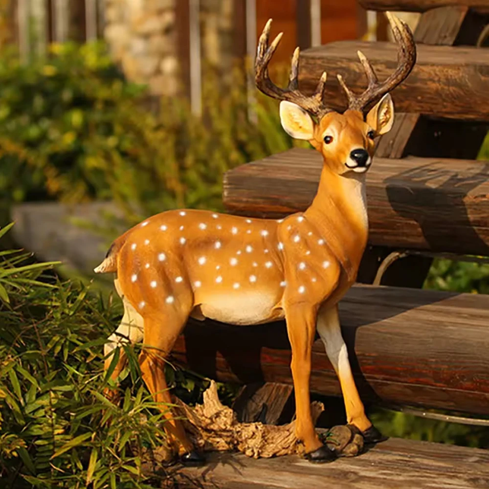 Factory directly customized life size resin deer garden decoration large giraffe deer figurine fiberglass for park decoration