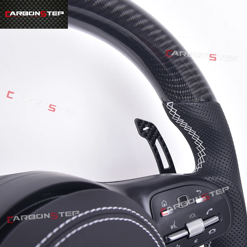 For Mercedes Benz W205 AMG W124 CLA C63s S550 C63 AMG GT SL500 G63 SLK R172 GLE63 W220 W166 E53 Carbon Fiber Steering Wheel
