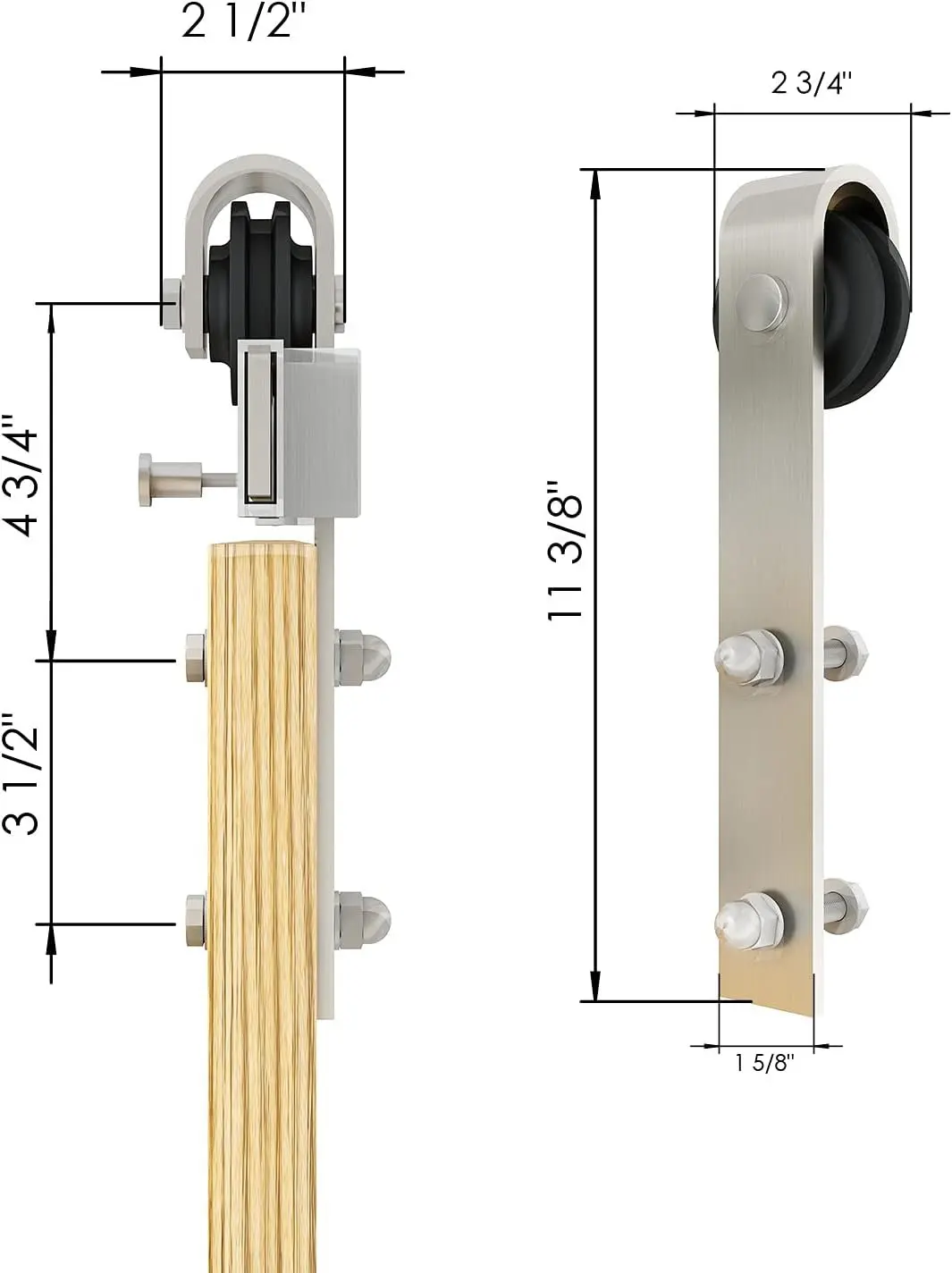 Double Glass Barn Door with Installation Hardware Kit and Handle