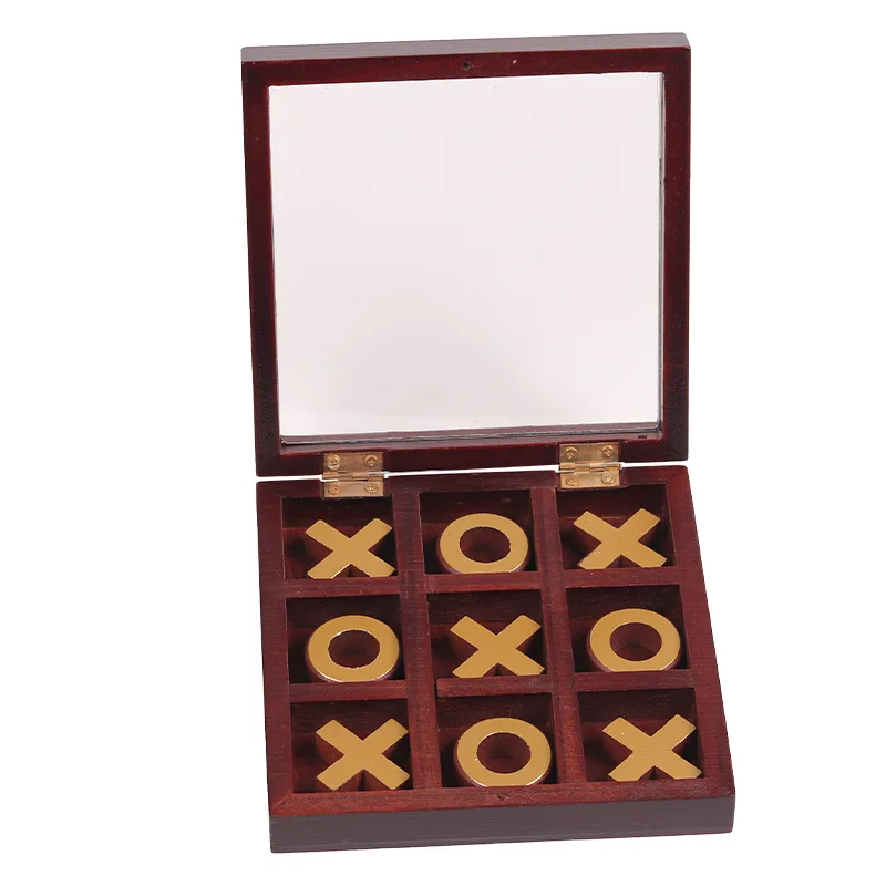 Деревянная игра Tic-Tac-Toe деревянная настольная из твердой древесины