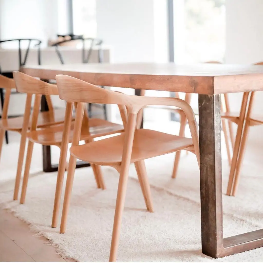 Factory Nordic Style Modern Living Room Outdoor Dining Room Furniture Wooden Rattan Dining Armchair Solid Wood Leisure Chair