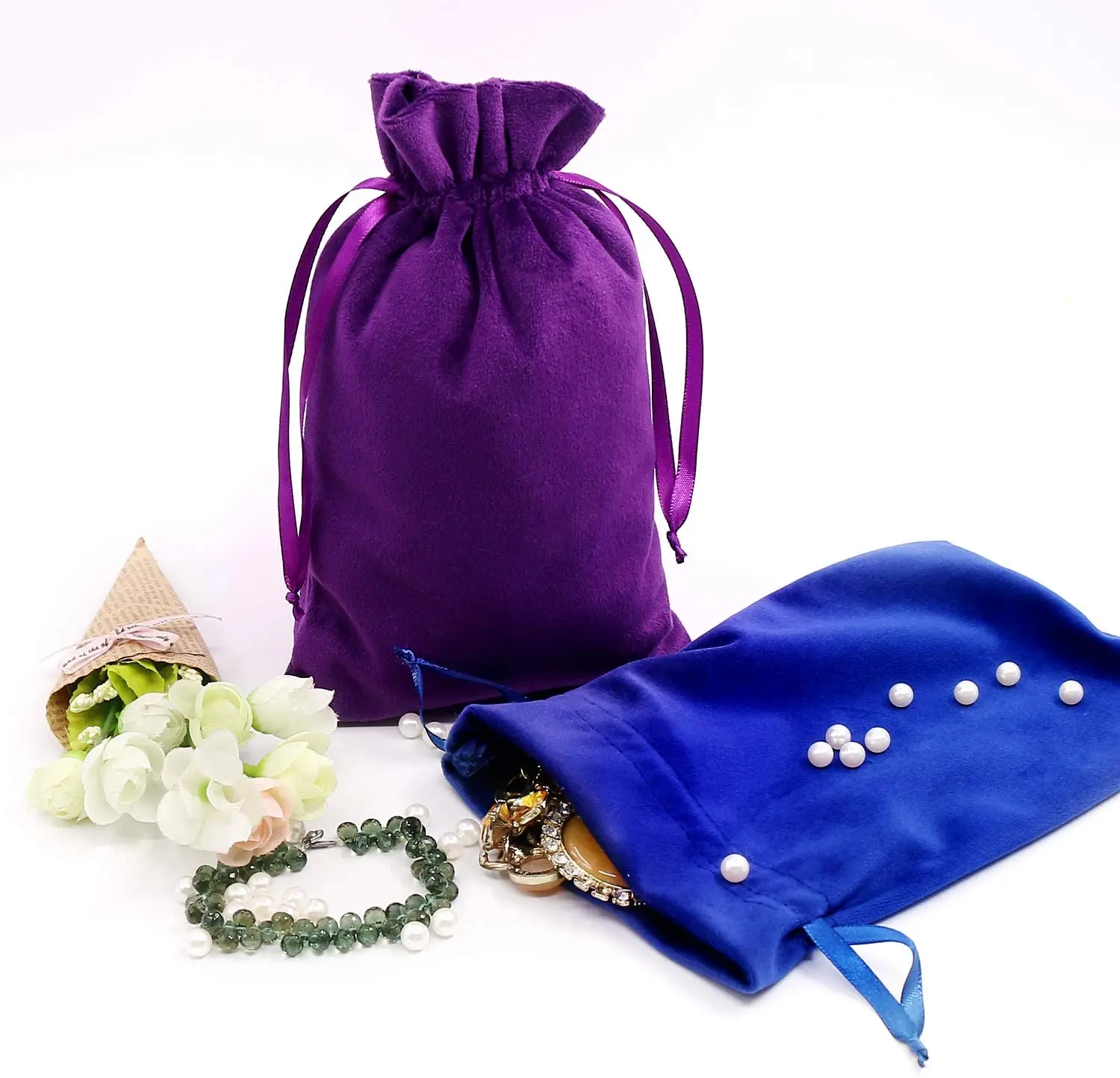 Luxury Velvet Bag Wholesale Custom Jewelry Tarot Paper Velvet Drawstring Pouch
