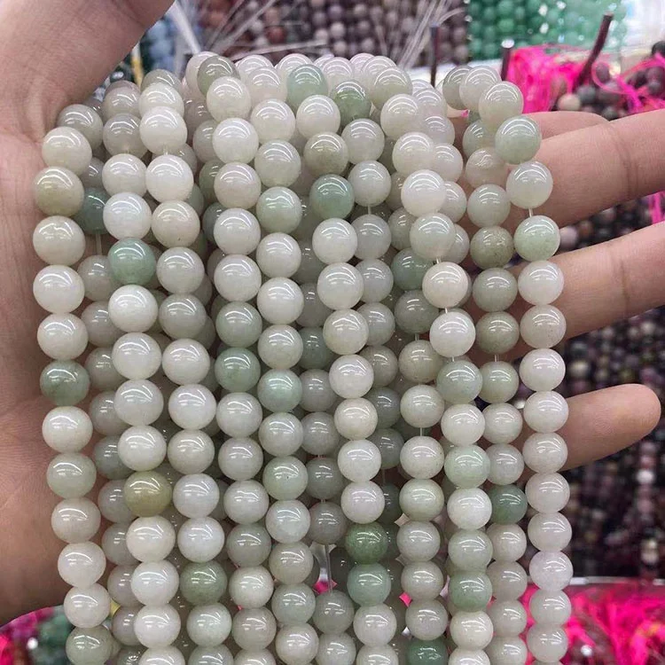 Natural  Wholesale Green Emerald Jadeite Loose Round 6/8/10mm Beads Strand Jade she taicui