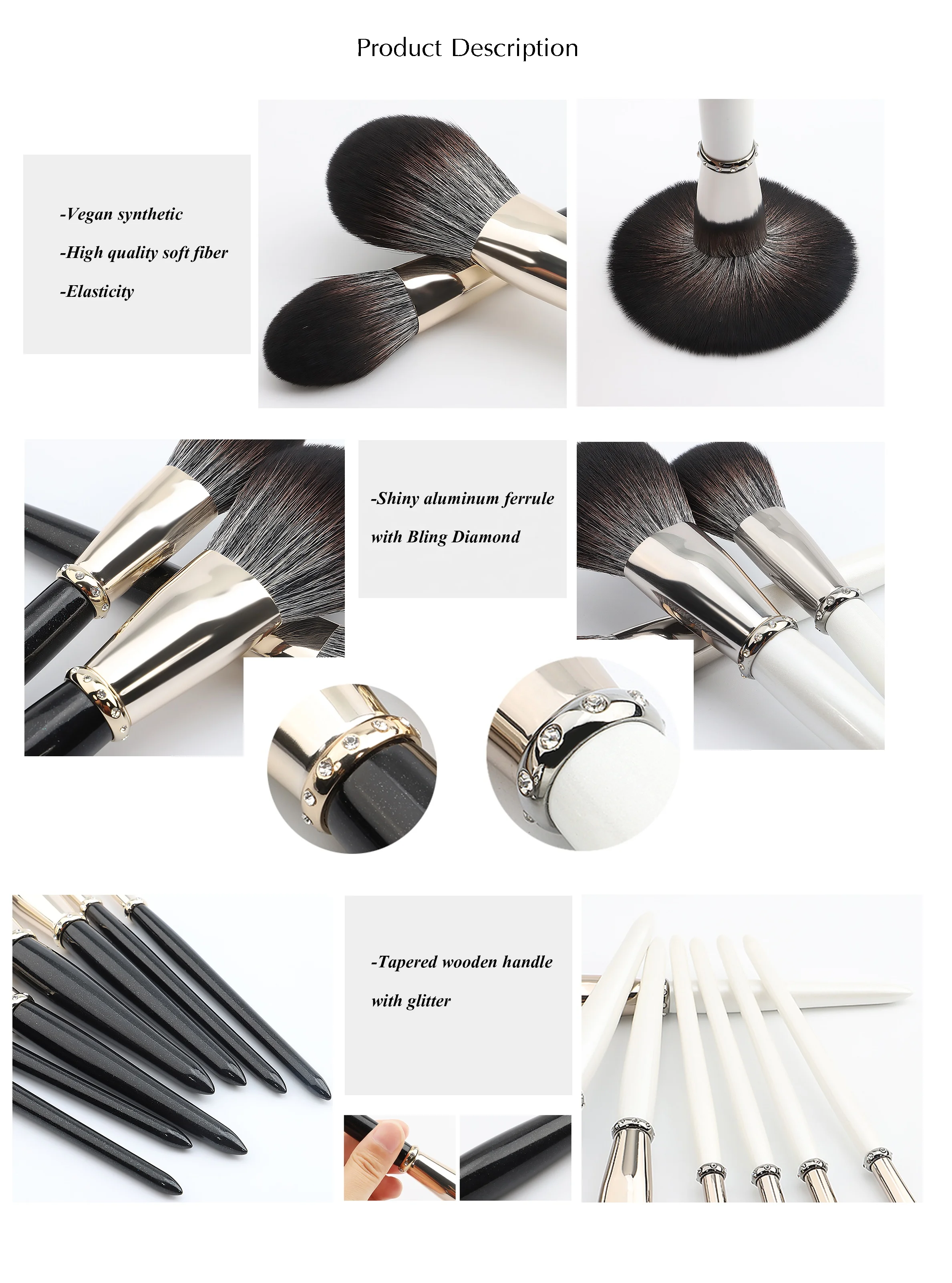 Новинка, персонализированная оптовая продажа, конический мех, нейлон, розовое золото, блеск собственного бренда, профессиональная Фирменная Кисть для макияжа