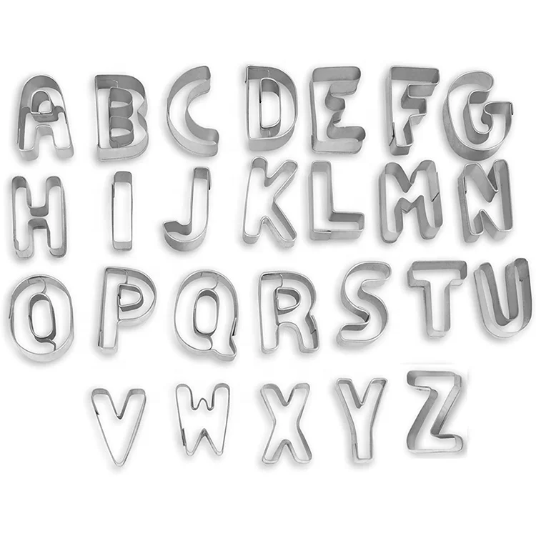 
Alphabet Cookie Cutters Set 26 Piece Stainless Steel Fondant Letter Cutters for Sandwich Sugarcraft 