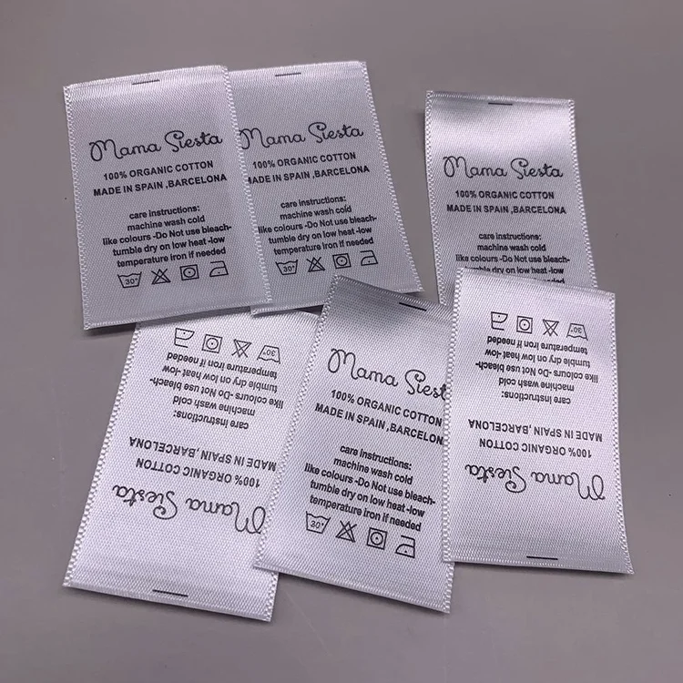 Sewing Custom Logo 100% Polyester Printed Damask Washed Care Contents Labels For Various Types Of Clothing