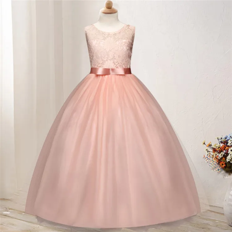 
Factory price luxury floor length lace flower girl dresses for wedding 
