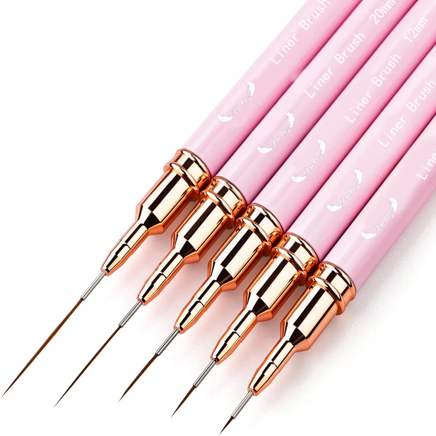 5pcs/set Nail Art Drawing Liner Pen Brushes Set for Acrylic Powder, Nail Extension & 3D Nail Carving for Beginner & Professional