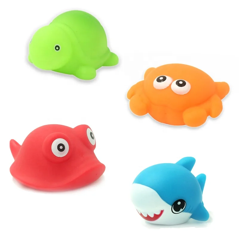 Rubber sea animal bath toys light up floating water play safety for kids