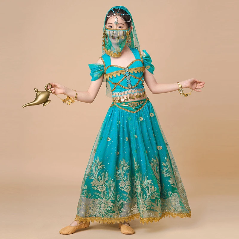 Children Cosplay Aladdin princess jasmine Indian Bollywood Dancing Performance Clothing outfit