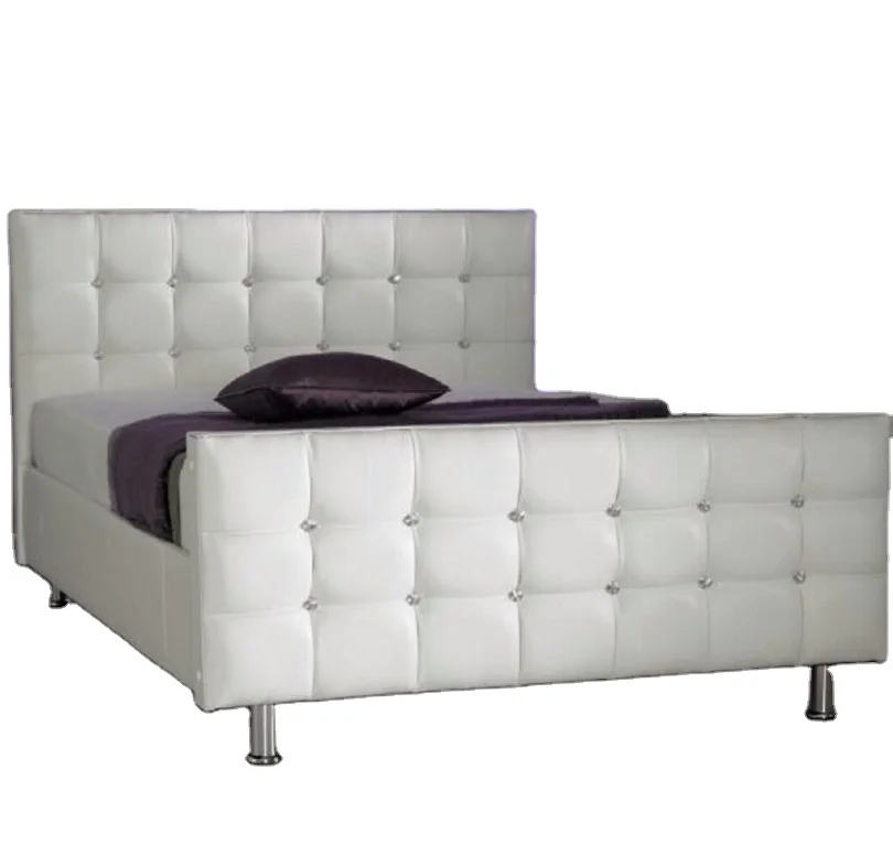 
White Diamond Crystal Faux Leather Bed 3FT 4FT 4FT6 5FT FREE Delivery 