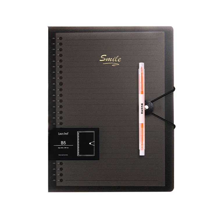 Wholesale business custom pvc transparent cover B5 a5 A4 exercise students weekly monthly planner binder notebook with indexs