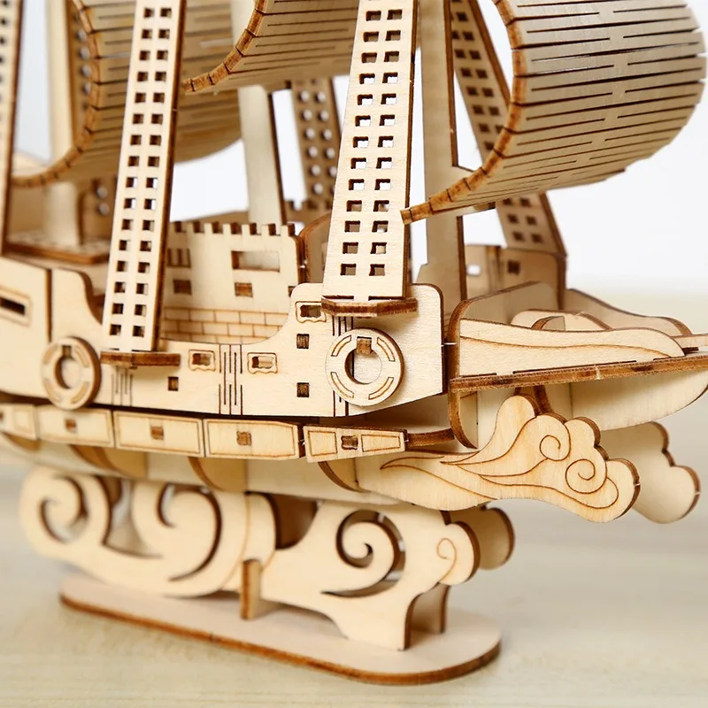 Diy деревянная модель морской лодки 3d пазл подарок детские игрушки настольный дисплей