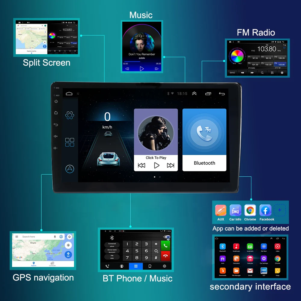 Universal 9 inch Best Selling 1024*600 HD Touch Screen Android 10 Corolla with GPS