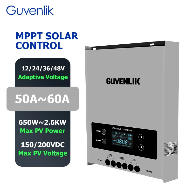 Guvenlik di carica 48V WiFi APP 4G Built In Batter 200VDC PV Solar Panel System LFP 60A IP65 MPPT Charge Controller