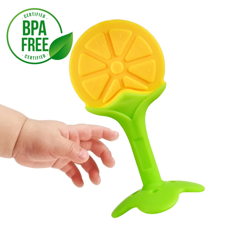 BPA free baby teether silicone rubber fruit teether toys funny baby teething toys