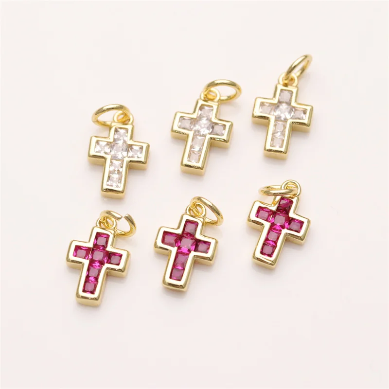 Wholesale  18K Brass  Gold Plated Cross Charms For Bracelet Making DIY