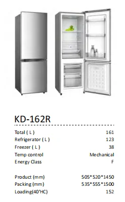KD-162R Electric Double Door Defrost Refrigerator Portable Household Bottom Freezer Defrost Refrigerator