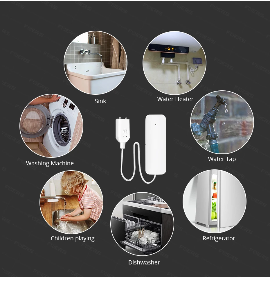 Wale Alarm Overflow Flood Detector Tuya Zigbee Water Leak Sensor with Smart Life APP Bathroom Kitchen Use