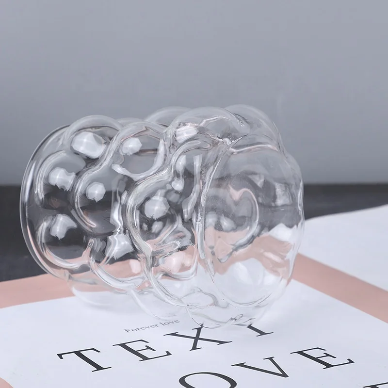 Unique Grape Design Candle Holders Cute Bud Vases Clear Glass Bubble Vases