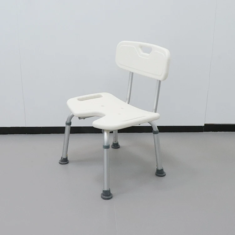 Portable U Shape Seat Board Aluminum Elderly Bath Shower Chair with Backrest
