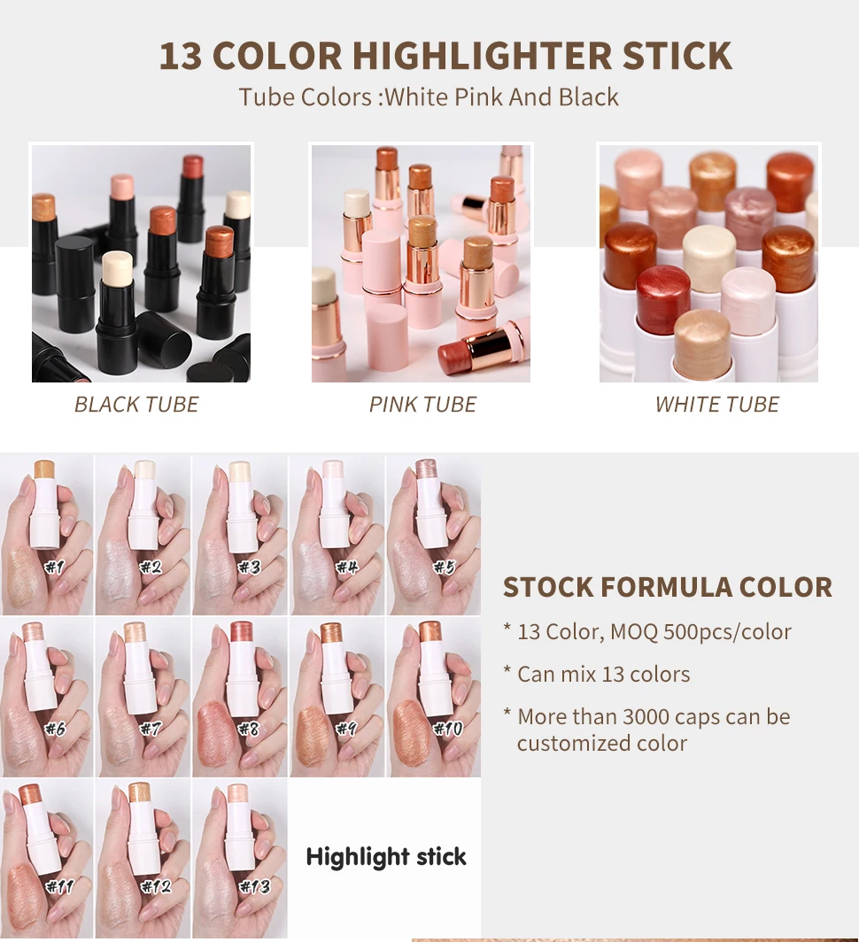 Makeup Wand Highlighter Bronzer Stick White Makeup Stick Face Makeup Highlighter Pen Glitter Creamy Highlighter Stick