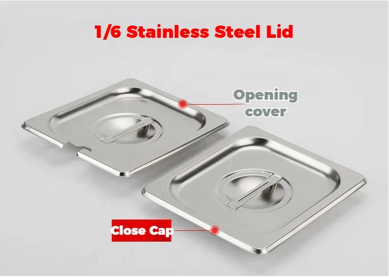 Food Grade Stainless Steel GN Pan Lid for Hotel & Restaurant Use Easy Cleaning Square Shape Catering Storage 1/6 GN Pan Table