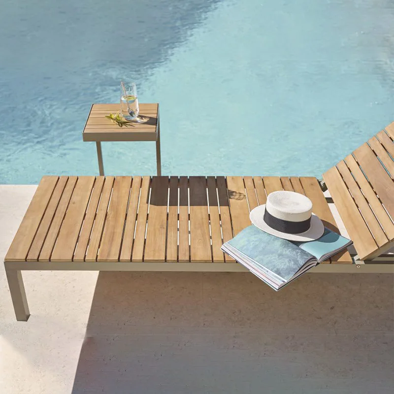 Garden Furniture  Outdoor Aluminum Teak Sun Lounger