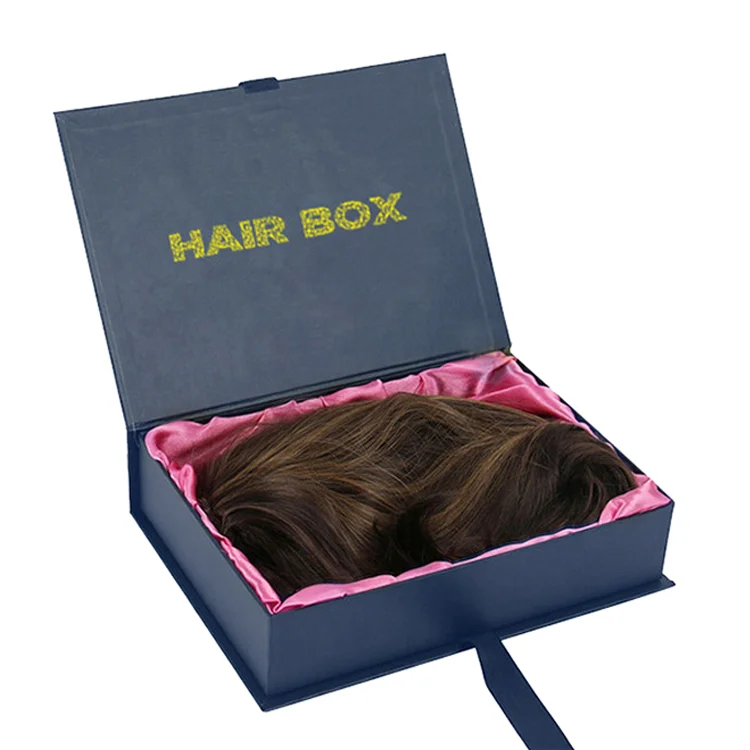 Free Sample Customs Save Place Extension Hair Wig Folding Custom Magnetic Closure Gift Box With Satin For Festival Packaging