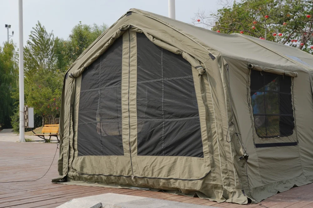 15㎡ Inflatable Tent Waterproof with Oxford Canvas Cotton Fabric Portable Feature for Outdoor Camping