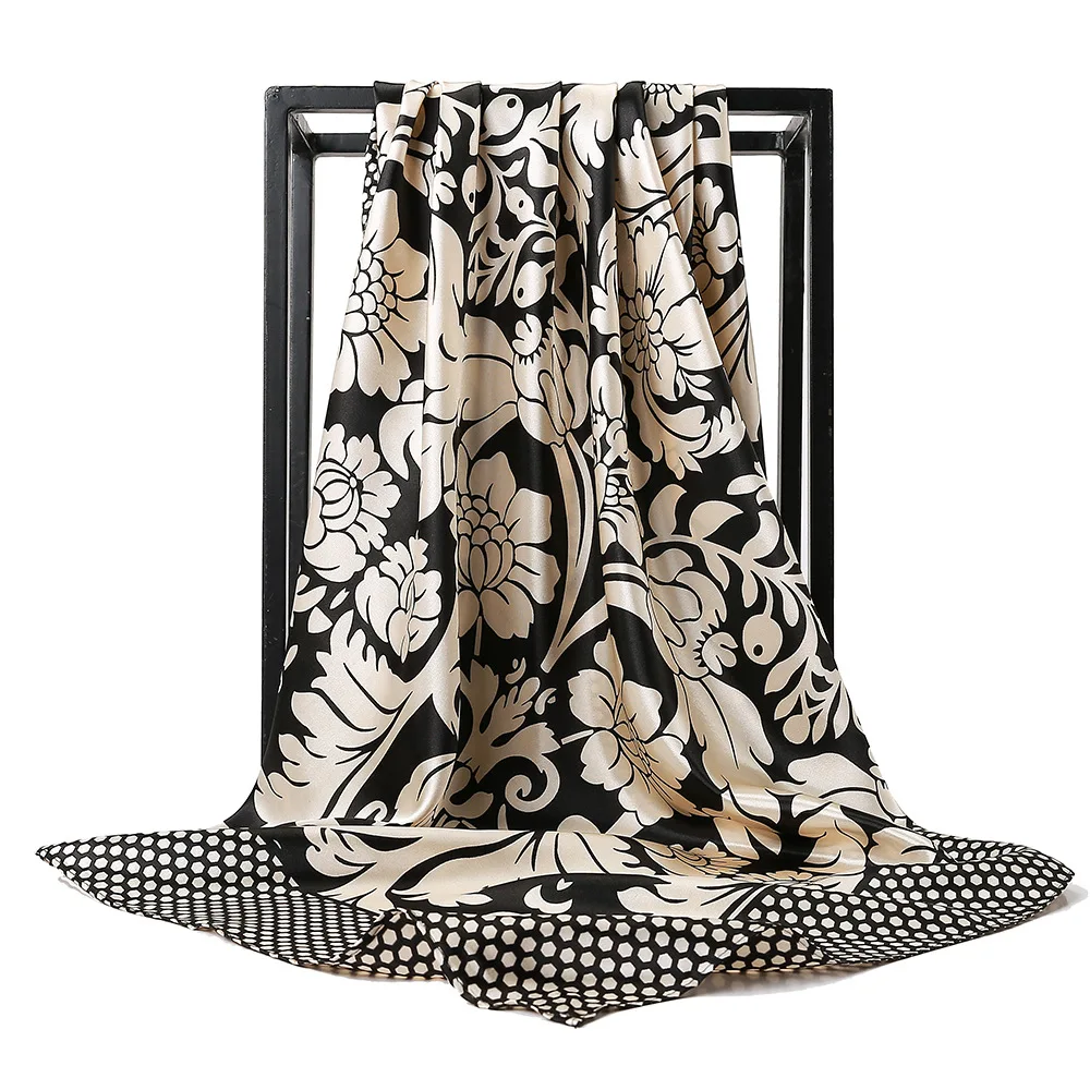 Wholesale High Quality 100% Natural Silk Screen Printed Scarves Satin Silk Scarf