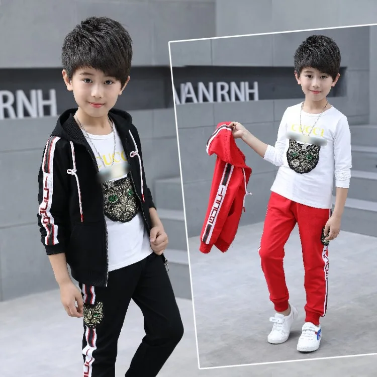 
high quality wholesale sequins cat boy 3 pieces kids children clothing set 