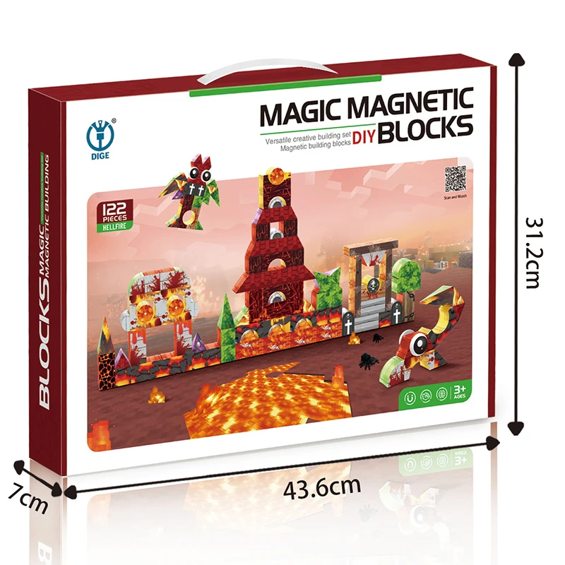122pcs of magnet blocks for kids large magnetic block assembly magnet building block toys for child