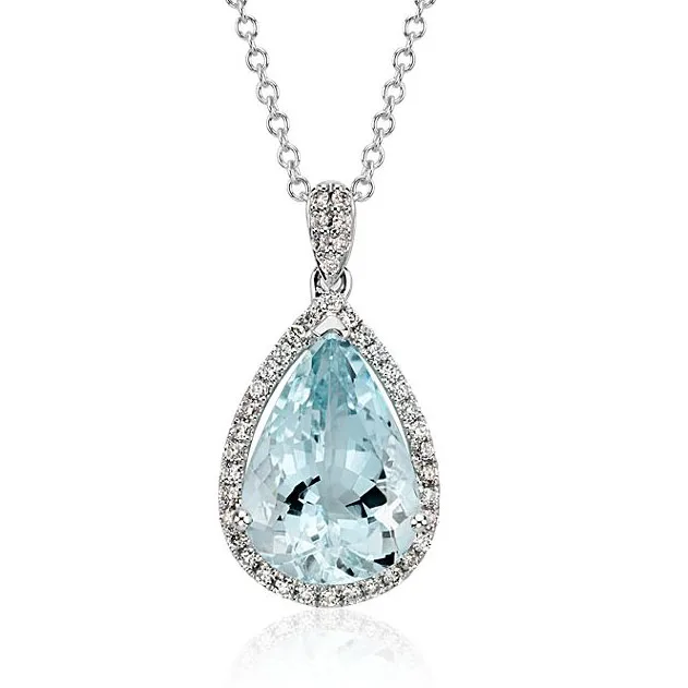 Halo Morganite Blue Topaz Amethyst Ruby Aquamarine Pendant