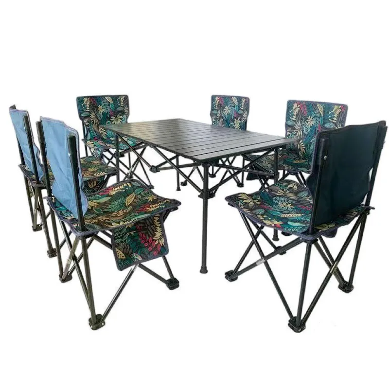 Cheap price outdoor camping table carbon steel folding table and chair set