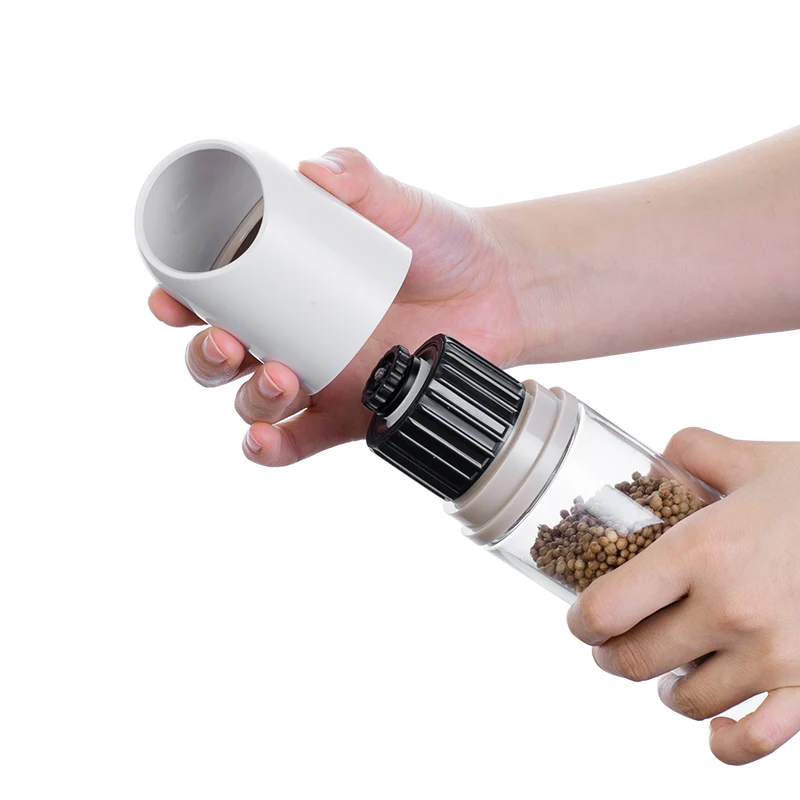modern refillable manual ceramic spice and herbs grinder bottle adjustable coarseness glass salt and pepper mill for kitchen