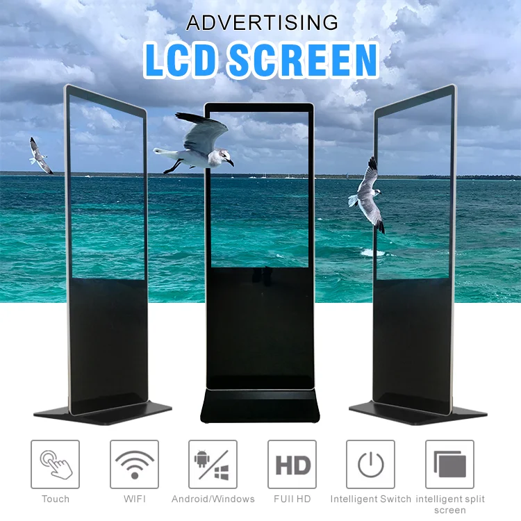 32/43/49/55/65 Indoor Floor Standing Vertical Interactive Digital Signage LED Screens Kiosk Advertising Display For Advertising