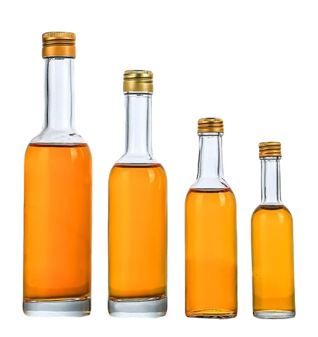 Screw Mouth Transparent Glass Fancy Liquor Vodka Bottle Long