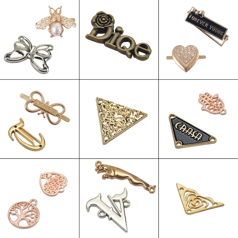 Garment Accessories Brand Logo Bag Gold Embossed Metal Label Tag Metal Tag Plate Custom Logo For Garment Clothes Bag