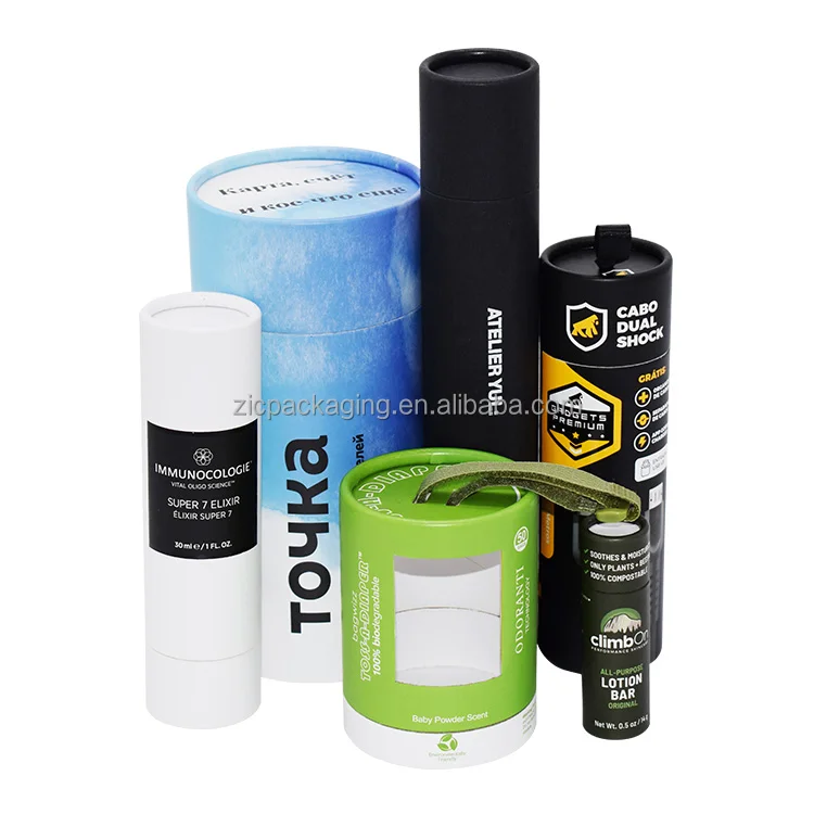 Paper Tube Packaging Custom Printed Toy Souvinir Baby Powder Scent Packaging Paper Tube with Clear PVC Window