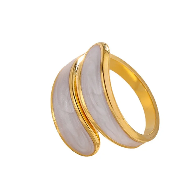 Dropshipping titanium steel ring for women Adjustable dripping stainless steel index finger ring simple hand moissanites R84