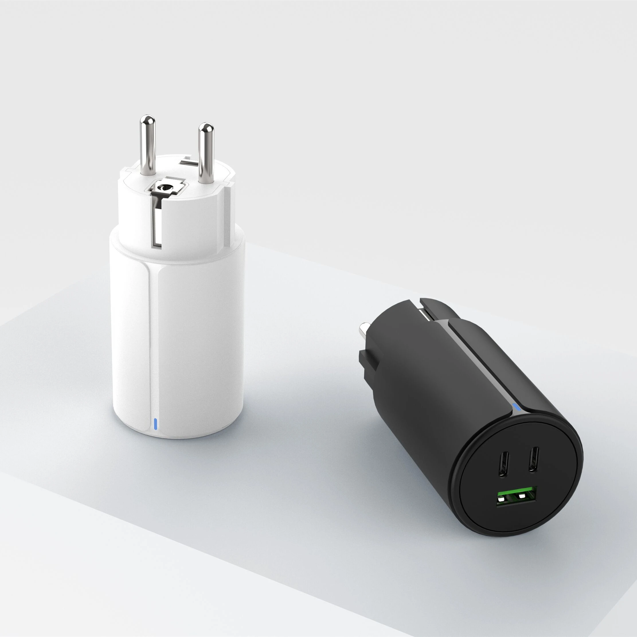 gan technology 65w mini wall usb charger 3 port foldable us plug universal power adapter charger usb-c usb-a