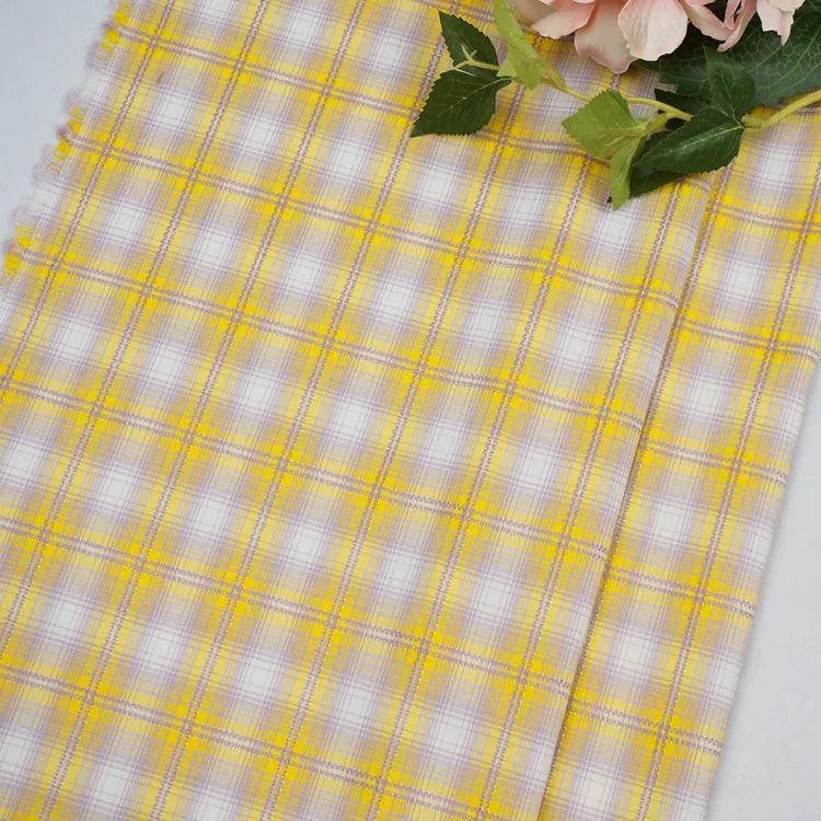 Comfortable 100% pure cotton men check shirt fabrics yarn dayed tartan fabric for night wear