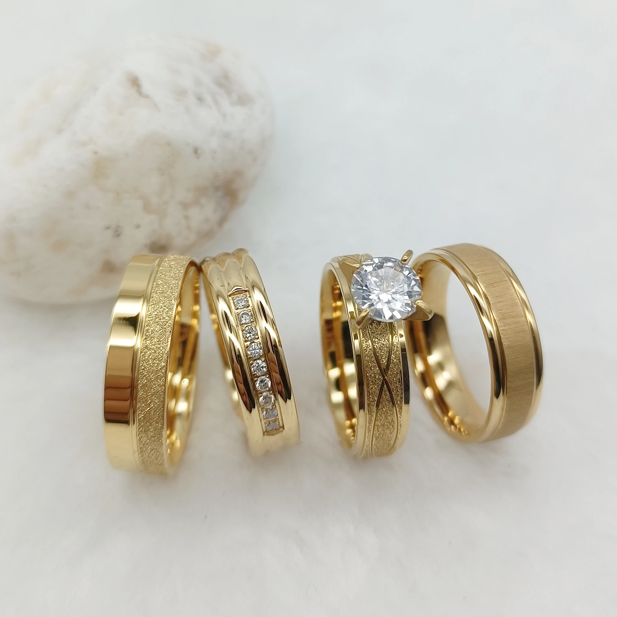 The Latest Wedding Ring Promise Bridal Sets For Couples Lovers 18k Gold Plated Jewelry cz Diamond Engagement Ring