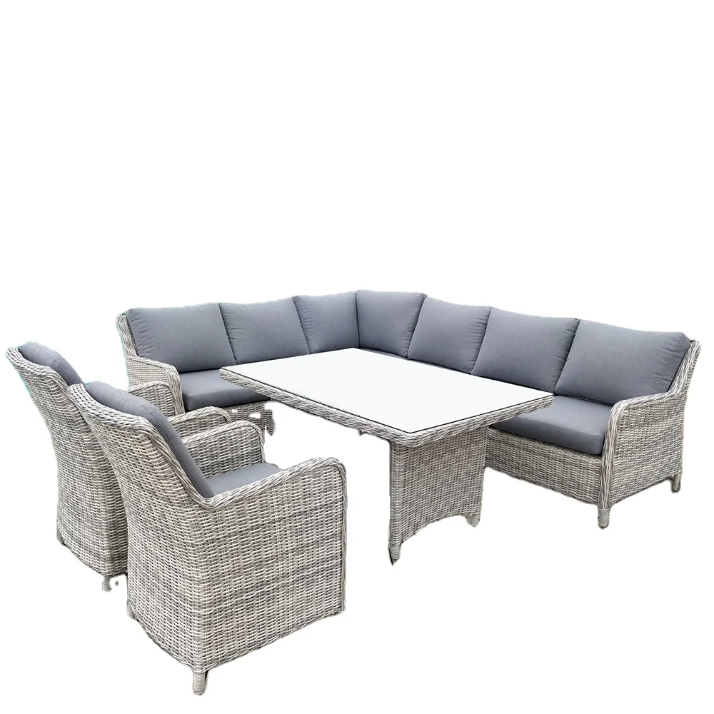 
Garden Patio Sofa Sets Rattan Effect Patio Set 5PCS Corner Sofa Set Outdoor Furniture Couch Padded 