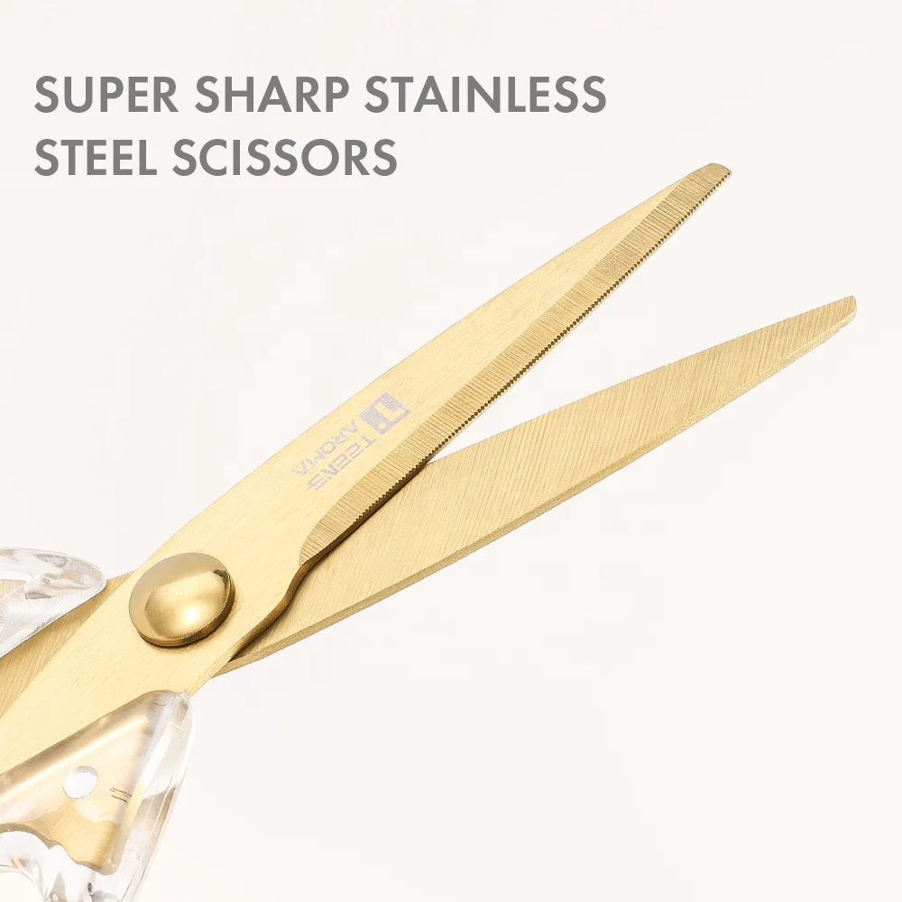 New Design Transparent Acrylic And Gold Scissors Multifunctional Kitchen Scissors Cutting Scissors