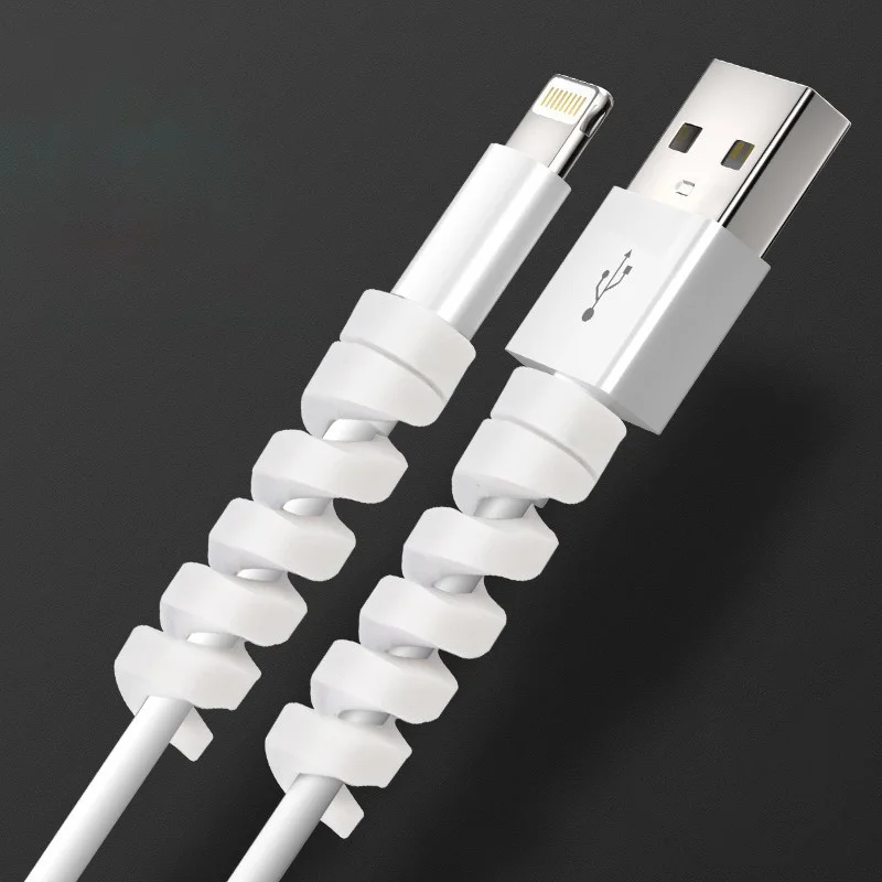 DS2344 Cable Protector Universal Silicone Data Cable Spiral Winder Wire Cord Organizer Cover for USB Charger Cable Cord